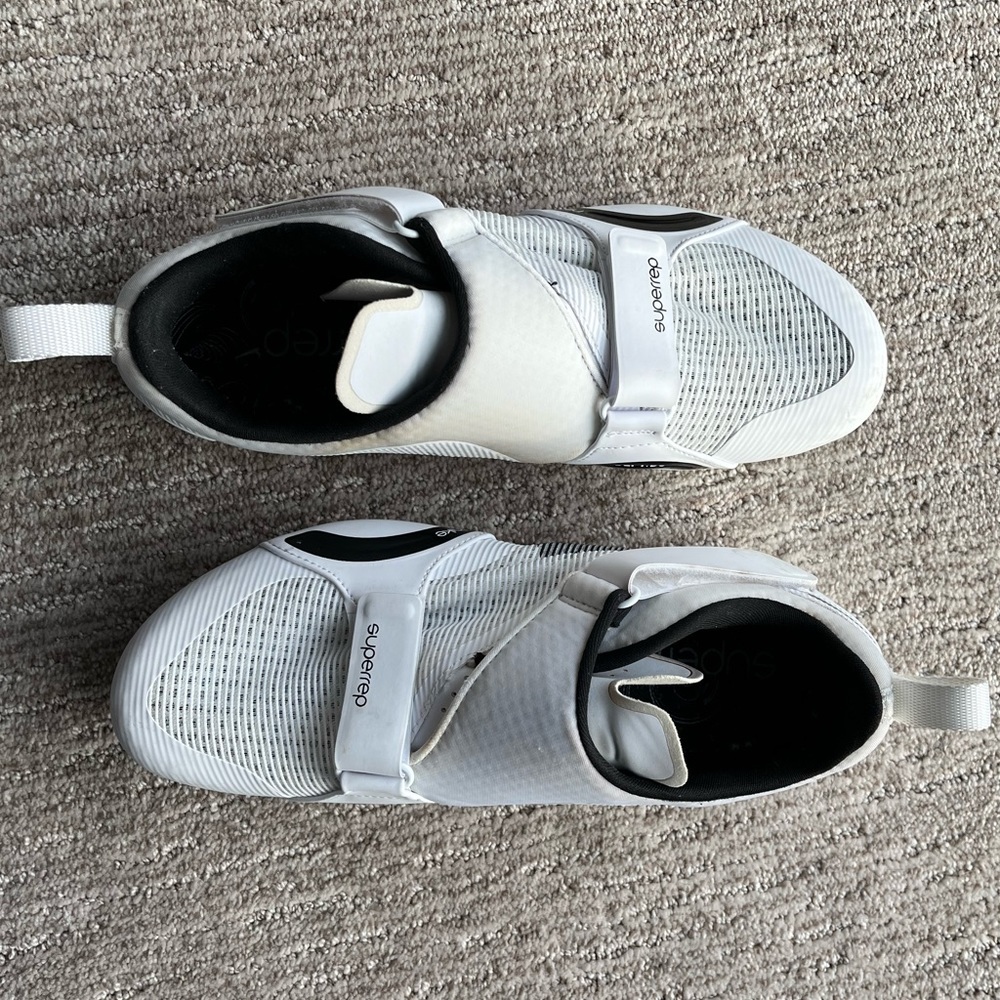 White Nike Super Rep Cycling Shoes With Delta Clips Gem